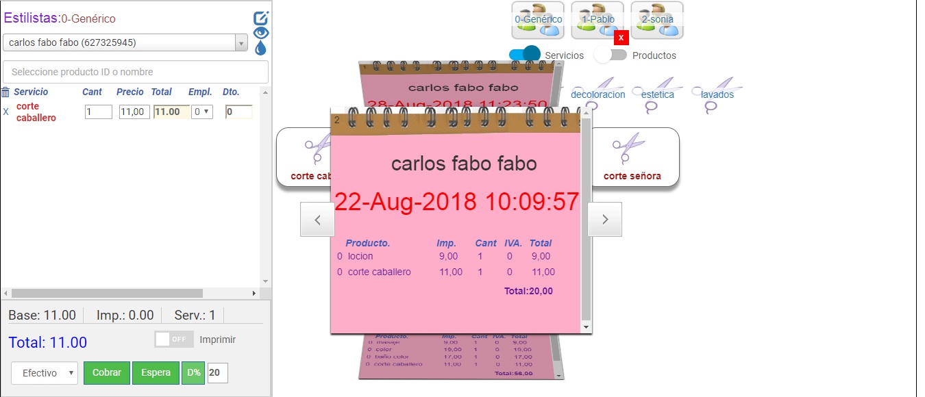 Ver histrico de servicios y tintes del cliente